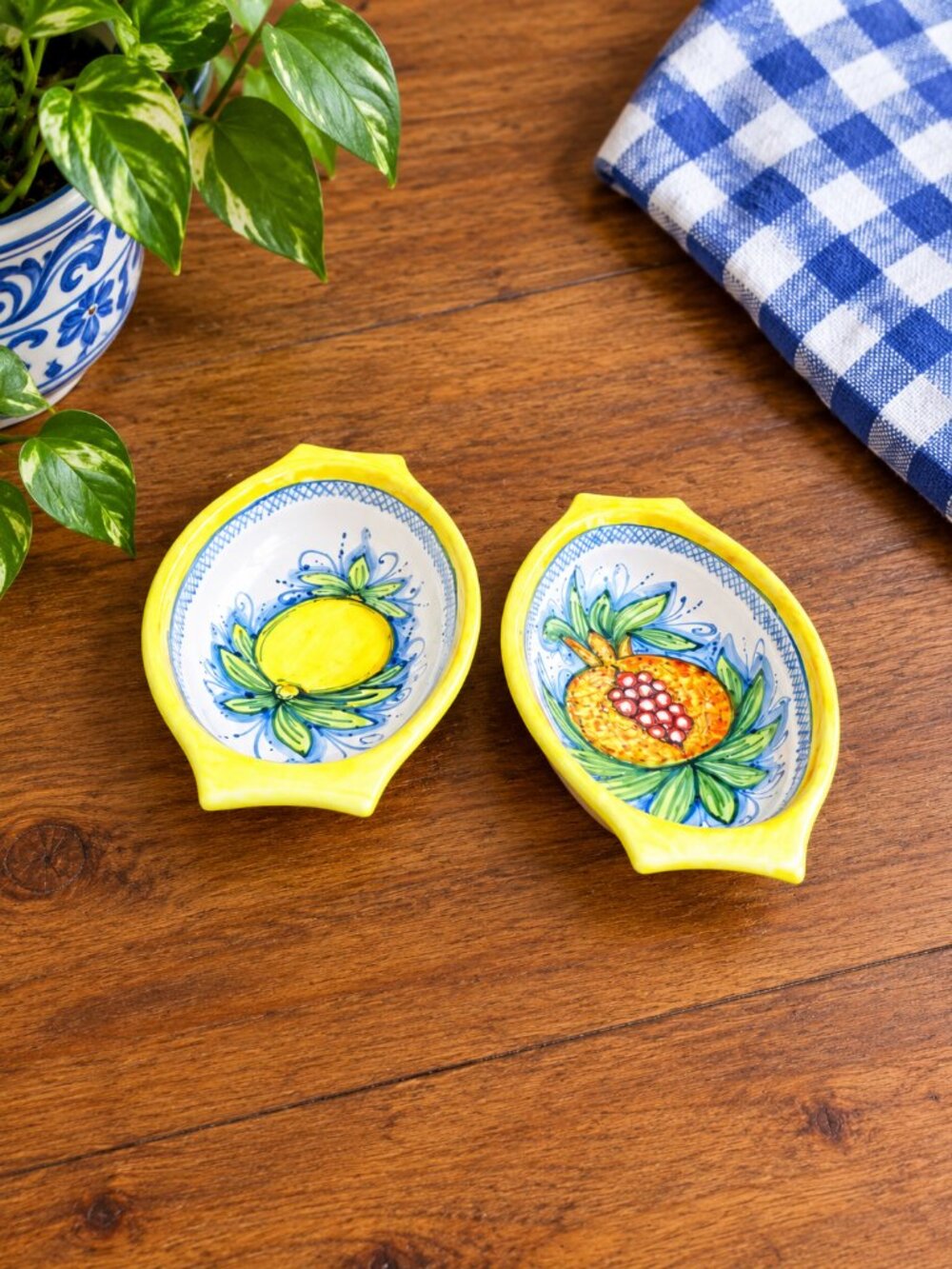 Two Hand Painted Ceramic Oval Serving Bowls Signed